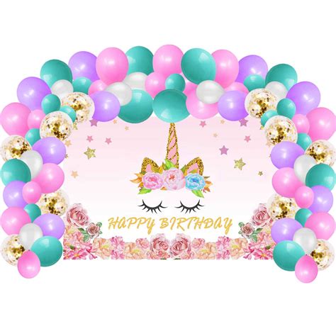 Buy Unicorn Birthday Party Supplies Decorations For Girls, Rainbow ...