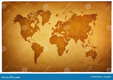 World Map in Vintage Pattern on a Old Paper Stock Photo - Image of abstract, dirt: 58374052