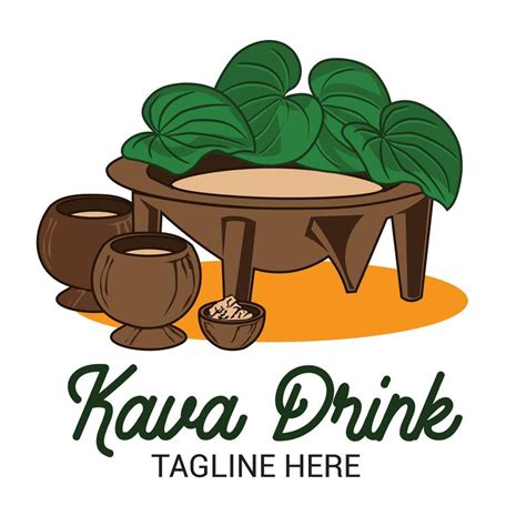 Kava Drink with bowl and kava leaf vector illustration, good for kava ...