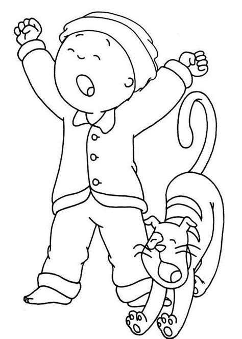 Caillou And His Cat Gilbert Yawning Coloring Page : Coloring Sun | Cartoon coloring pages ...