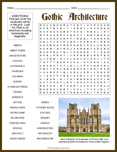 Gothic Architecture Word Search