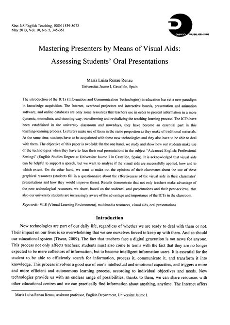 Mastering Presenters by Means of Visual Aids： Assessing Students' Oral ...