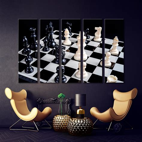 Black White Print Art Chess Wall Art Chessmen Decor Print | Etsy