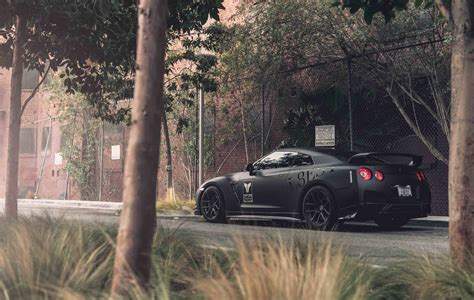 Download Nissan Skyline GTR R35 Matte Black Wallpaper | Wallpapers.com