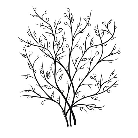 Large Tree Twig Vector Outline Sketch Drawing, Tree Drawing, Wing Drawing, Tree Branches Drawing ...