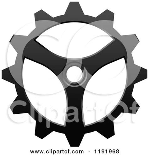 Clipart of a Black and White Gear Cog Wheel 14 - Royalty Free Vector Illustration by Vector ...