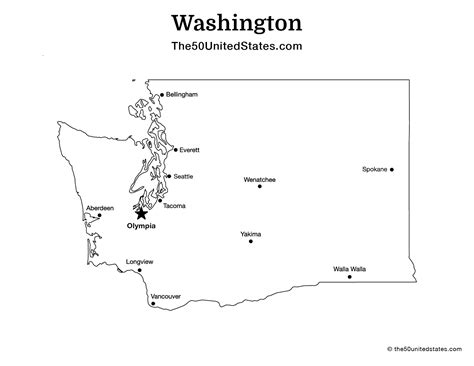 Free Printable State Map of Washington with Cities (Labeled) | The 50 United States: US State ...