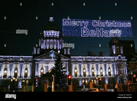 02 January 2014 Christmas lights on Belfast City hall Stock Photo - Alamy