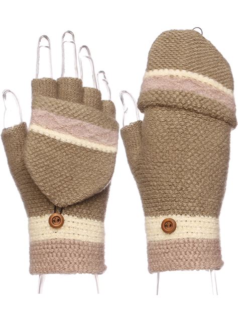 Emmalise Women Winter Fingerless Holiday Mitten Knitted Gloves Foldable Flap - Walmart.com