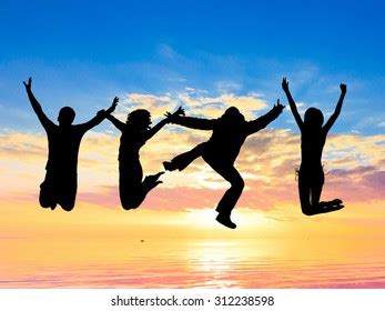 Excited Friends Silhouettes Stock Photo 312238598 | Shutterstock