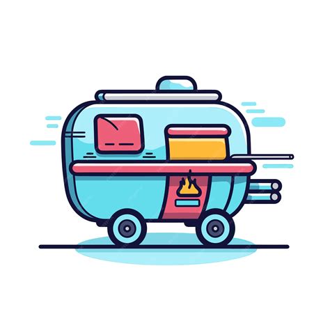 Premium Vector | A cartoon drawing of a camper with a camper on the top.