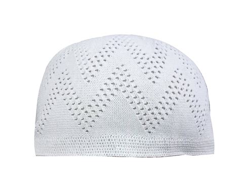 WHITE Eid Koofi Kufi Cap Mens Muslim Designer stretchable Prayer Topi ...