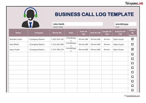 20+ Printable Call Log Templates [Word,Excel,PDF] - TemplateLab