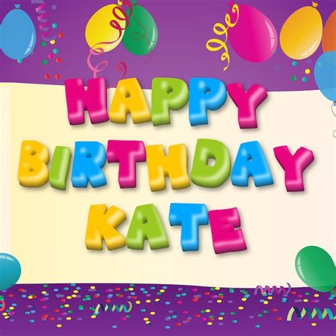 Premium Photo | Happy birthday kate gold confetti cute balloon card ...