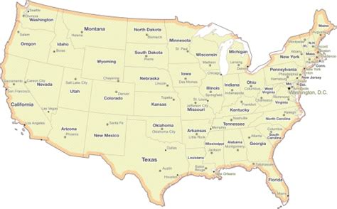 Map Of United States With State Border Lines Stock Illustration ...