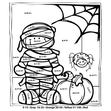 Halloween Coloring Pages Multiplication Table Chart