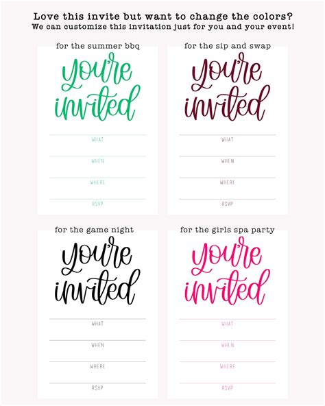 You're Invited Printable Invitations Fill in the Blank Invitations ...