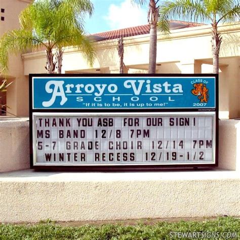 School Sign for Arroyo Vista Elementary School CA