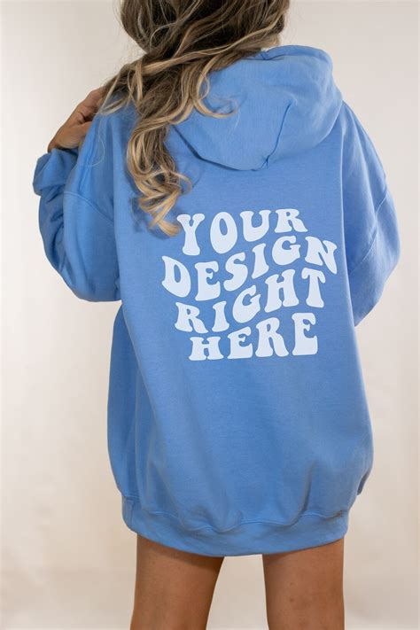 Carolina Blue Hoodie Mockup Bundle Front Back Mockup Gildan 18500 ...