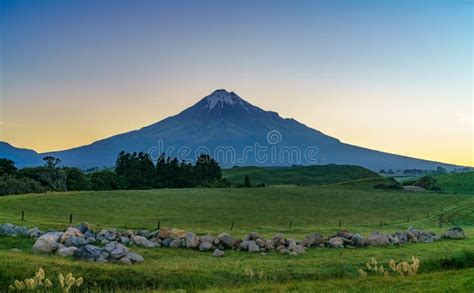 Cone Volcano Mount Taranaki at Sunrise, New Zealand 3 Stock Photo ...