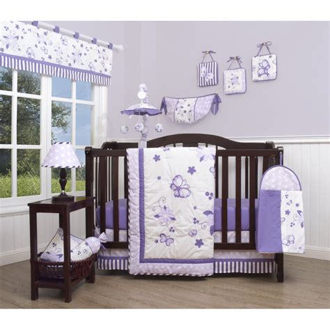 Bumperless 12 Pieces New Lavender Baby Nursery Crib Bedding Set ...