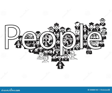 People stock vector. Illustration of text, crowd, face - 50888140