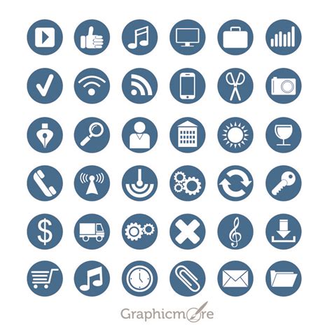 36 Flat Icons Set Design Free Vector File by GraphicMore | Icon set design, Web design icon ...