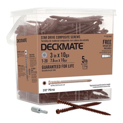 Deckmate 10 x 3 in. Star Pan-Head Composite Red Deck Screws 5 lbs.-Box (310-Piece) 115716 - The ...