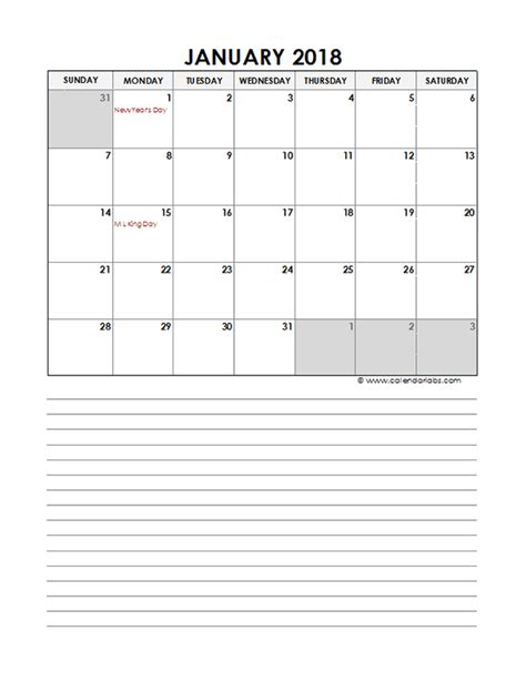 2018 Monthly Excel Template Calendar - Free Printable Templates