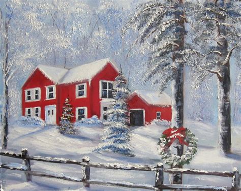 Beautiful Christmas Scenes | ... on hardboard depicts a beautiful snow scene somewhere in ...