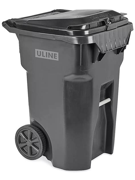 Uline Lockable Trash Can with Wheels - 65 Gallon, Dark Gray H-8092 - Uline