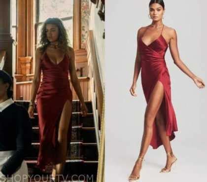 Outer Banks: Season 3 Episode 1 Kiara's Red Silk Slit Gown Dress | Shop Your TV