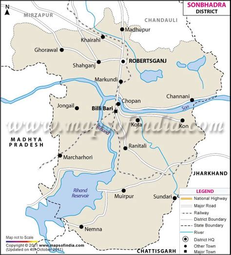 Sonbhadra District Map in Uttar Pradesh