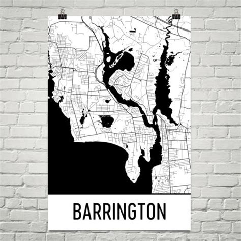 Barrington RI Map, Barrington Art, Barrington Print, Barrington Rhode Island Poster, Wall Art ...