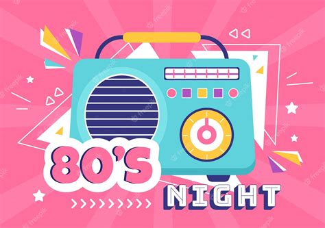 Premium Vector 80s Party Cartoon Background Illustration With Retro Music 1980 And Disco In Old ...