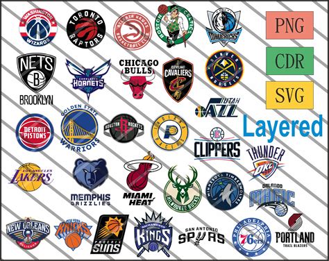 NBA Official Logos Collection Layered Vector svg png cdr | Etsy