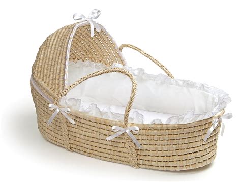 Badger Basket Natural Hooded Moses Basket - White Bedding - Walmart.com