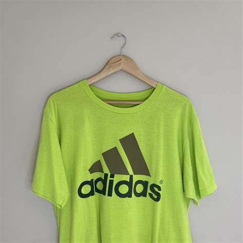 Adidas logo T-shirt - Printed logo - Bright green,... - Depop