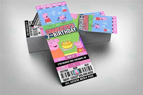 Peppa Pig Ticket Style Cartoon Invites – Cartoon Invites