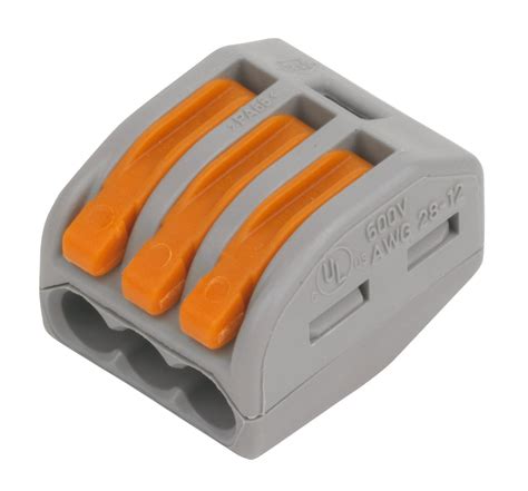 Wago 222 series Grey 32A 3 way In-line wire connector, Pack of 50 | Departments | DIY at B&Q