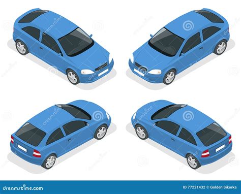 Isometric Car. Hatchback Car. Flat 3d Vector High Quality City Transport Icon Set. Stock Vector ...