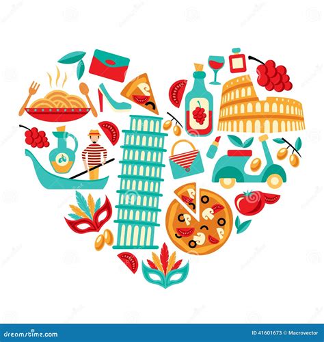 Italy icons heart stock vector. Image of decorative, emblem - 41601673