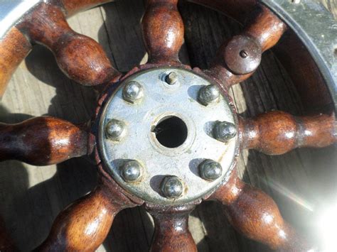 Vintage Boat Ship Steering Wheel Wood & Chrome Nautical Ships Captains ...