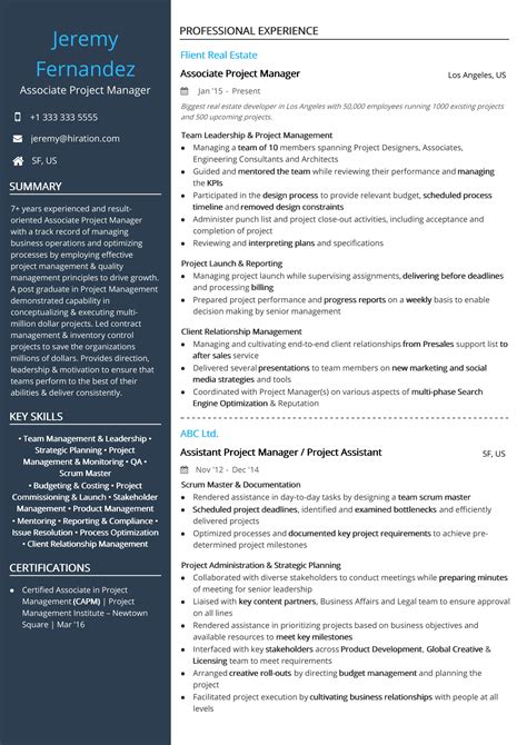 Project Management Resume Examples & Resume Samples [2020]