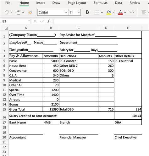 Salary Slip Format in Excel and Word | SemiOffice.Com