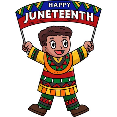 Happy Juneteenth Boy Holding Banner Clipart Stock Illustration - Illustration of drawing, happy ...