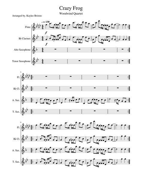 Crazy Frog Sheet music for Flute, Clarinet (In B Flat), Saxophone (Alto), Saxophone (Tenor ...