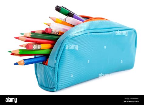 Blue pencil case Stock Photo - Alamy