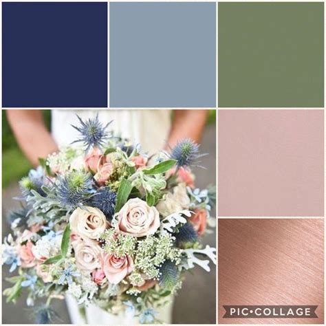 Navy blue, dusty blue, sage, dusty pink & rose gold wedding | Sage green wedding colors, Gold ...