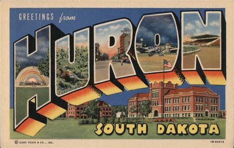 Greetings from Huron South Dakota Postcard